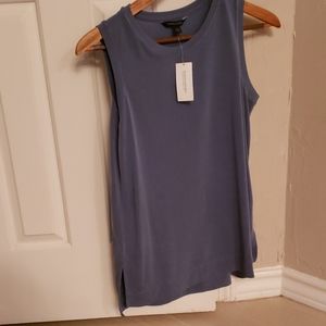 Faux suede blue muscle top